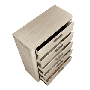 English Elm Modern Oak Veneer Five Drawer Tall Chest with Cedar Lining and Graphite Pulls B011P536345