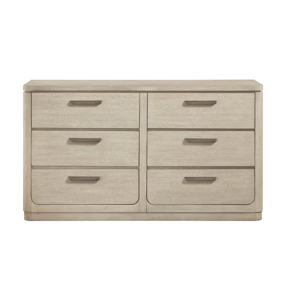 English Elm Modern Six Drawer Oak Veneer Dresser with Gray Finish and Cedar Lined Base Storage B011P536346