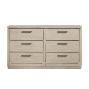 English Elm Modern Six Drawer Oak Veneer Dresser with Gray Finish and Cedar Lined Base Storage B011P536346