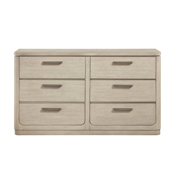 English Elm Modern Six Drawer Oak Veneer Dresser with Gray Finish and Cedar Lined Base Storage B011P536346