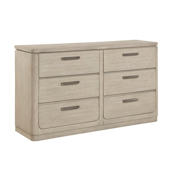 English Elm Modern Six Drawer Oak Veneer Dresser with Gray Finish and Cedar Lined Base Storage B011P536346