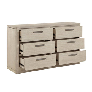 English Elm Modern Six Drawer Oak Veneer Dresser with Gray Finish and Cedar Lined Base Storage B011P536346