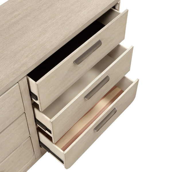 English Elm Modern Six Drawer Oak Veneer Dresser with Gray Finish and Cedar Lined Base Storage B011P536346