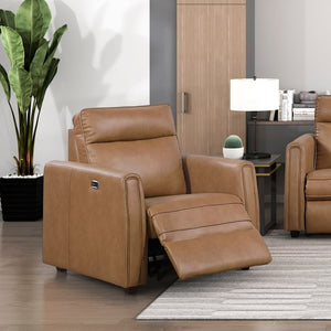 English Elm Modern Faux Leather Power Recliner with Usb Ports and Zero Wall Clearance Design B011P536359