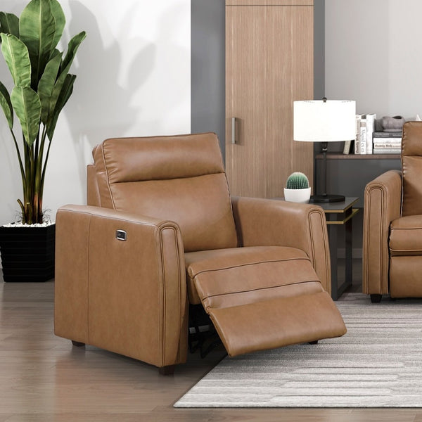 English Elm Modern Faux Leather Power Recliner with Usb Ports and Zero Wall Clearance Design B011P536359