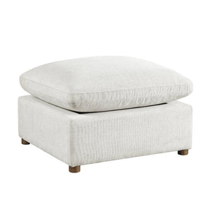 English Elm Modern Square Chenille Ottoman with Pocket Coil Cushion and Walnut Leg Living Room B011P536395