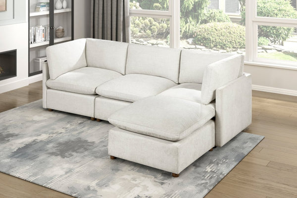 English Elm Modern Square Chenille Ottoman with Pocket Coil Cushion and Walnut Leg Living Room B011P536395