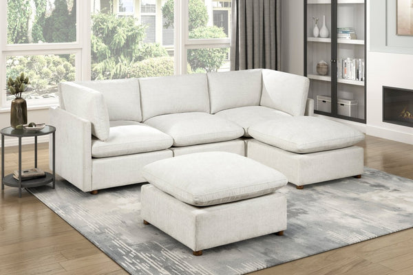 English Elm Modern Square Chenille Ottoman with Pocket Coil Cushion and Walnut Leg Living Room B011P536395