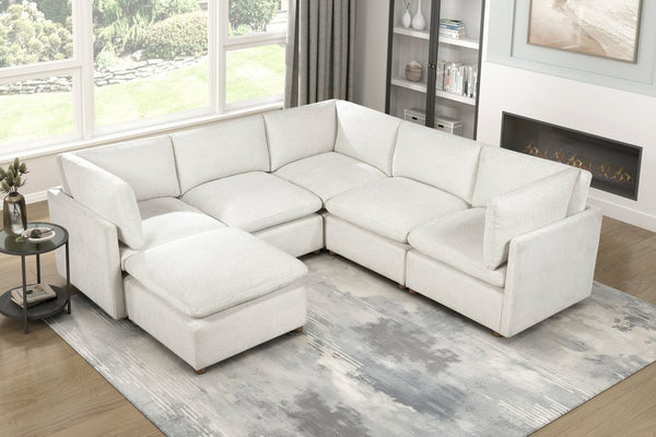 English Elm Modern Square Chenille Ottoman with Pocket Coil Cushion and Walnut Leg Living Room B011P536395