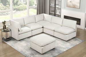 English Elm Modern Square Chenille Ottoman with Pocket Coil Cushion and Walnut Leg Living Room B011P536395