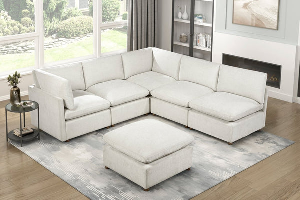 English Elm Modern Square Chenille Ottoman with Pocket Coil Cushion and Walnut Leg Living Room B011P536395
