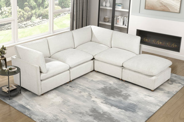 English Elm Modern Square Chenille Ottoman with Pocket Coil Cushion and Walnut Leg Living Room B011P536395