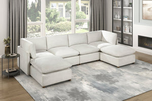 English Elm Modern Square Chenille Ottoman with Pocket Coil Cushion and Walnut Leg Living Room B011P536395