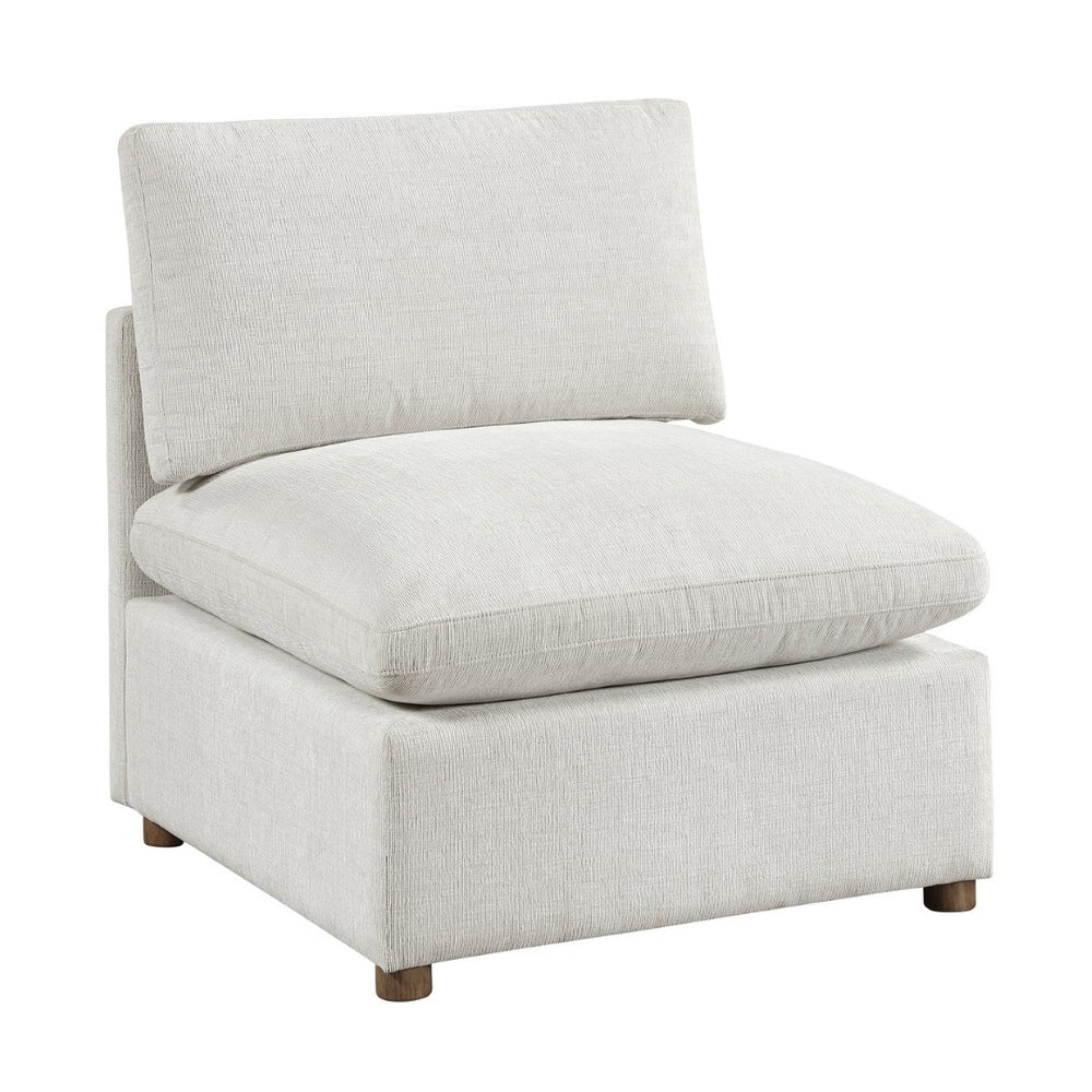 English Elm Modern Armless Chenille Sectional Chair with Walnut Legs and Pocket Coil Cushions B011P536396