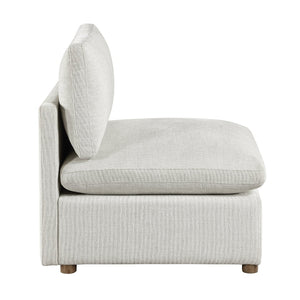English Elm Modern Armless Chenille Sectional Chair with Walnut Legs and Pocket Coil Cushions B011P536396