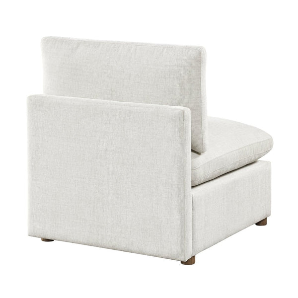 English Elm Modern Armless Chenille Sectional Chair with Walnut Legs and Pocket Coil Cushions B011P536396