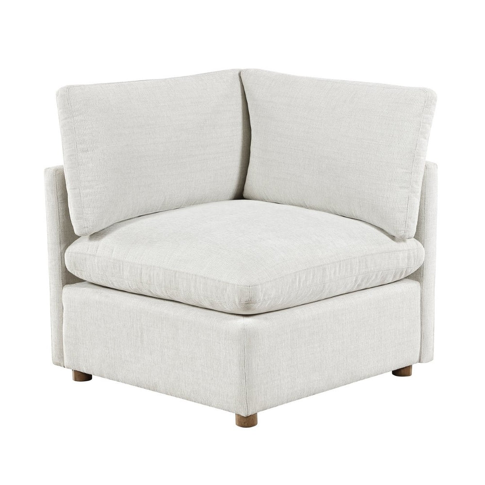 English Elm Modern Chenille Wedge Corner Seat with Pocket Coil Foam and Walnut Rubberwood Legs B011P536536