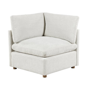English Elm Modern Chenille Wedge Corner Seat with Pocket Coil Foam and Walnut Rubberwood Legs B011P536536