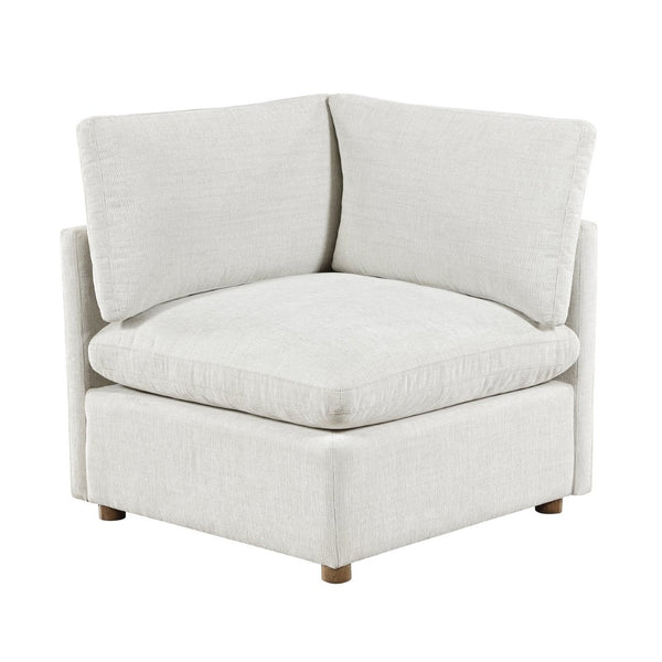 English Elm Modern Chenille Wedge Corner Seat with Pocket Coil Foam and Walnut Rubberwood Legs B011P536536