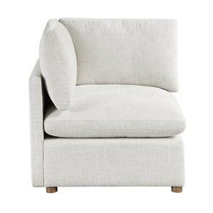 English Elm Modern Chenille Wedge Corner Seat with Pocket Coil Foam and Walnut Rubberwood Legs B011P536536