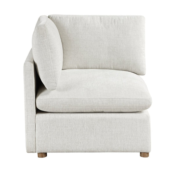 English Elm Modern Chenille Wedge Corner Seat with Pocket Coil Foam and Walnut Rubberwood Legs B011P536536