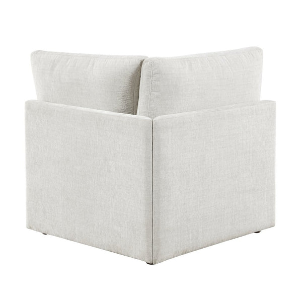 English Elm Modern Chenille Wedge Corner Seat with Pocket Coil Foam and Walnut Rubberwood Legs B011P536536