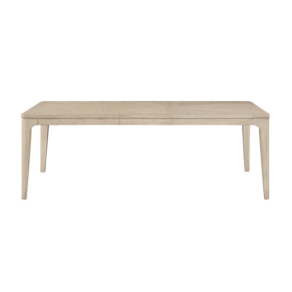 English Elm Transitional Oak Veneer Extendable Dining Table Seats Eight with Tapered Legs B011P536569
