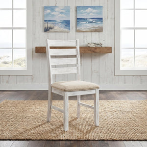 English Elm Rustic Transitional Oak Pedestal Dining Set Seats Six with Beige Upholstered Chairs B011P536573