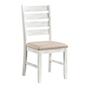 English Elm Rustic Transitional Oak Pedestal Dining Set Seats Six with Beige Upholstered Chairs B011P536573