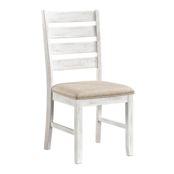 English Elm Rustic Transitional Oak Pedestal Dining Set Seats Six with Beige Upholstered Chairs B011P536573