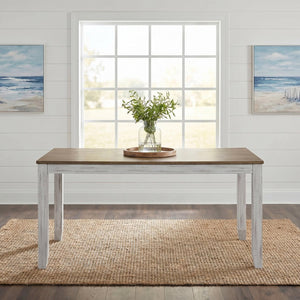 English Elm Rustic Transitional Oak Pedestal Dining Set Seats Six with Beige Upholstered Chairs B011P536573