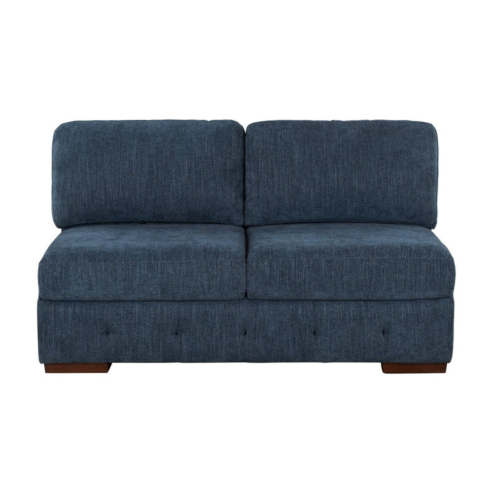English Elm Modern Tufted Chenille Armless Two-seat Modular Chair with Solid Wood Legs for Living Rooms B011P537281