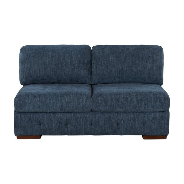 English Elm Modern Tufted Chenille Armless Two-seat Modular Chair with Solid Wood Legs for Living Rooms B011P537281