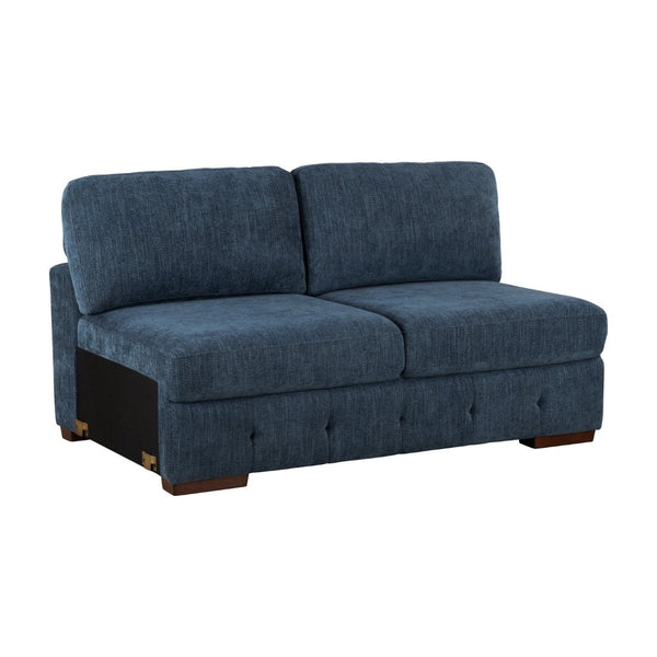 English Elm Modern Tufted Chenille Armless Two-seat Modular Chair with Solid Wood Legs for Living Rooms B011P537281