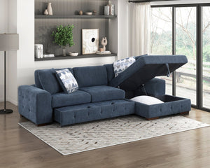 English Elm Modern Tufted Chenille Sleeper Sofa with Pull Out Bed and Espresso Wood Legs Left-Side Arm B011P537282