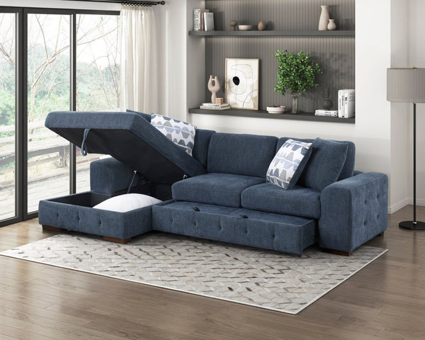 English Elm Modern Tufted Chenille Sleeper Sofa with Pull Out Bed and Espresso Wood Legs Right-Side Arm B011P537283