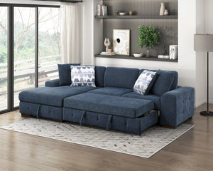English Elm Modern Tufted Chenille Sleeper Sofa with Pull Out Bed and Espresso Wood Legs Right-Side Arm B011P537283