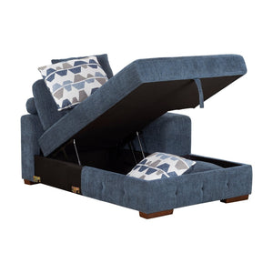 English Elm Modern Tufted Chenille Chaise with Hidden Storage Espresso Wood Legs Living Room Right Side Chaise B011P537292