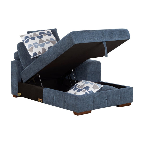 English Elm Modern Tufted Chenille Chaise with Hidden Storage Espresso Wood Legs Living Room Right Side Chaise B011P537292