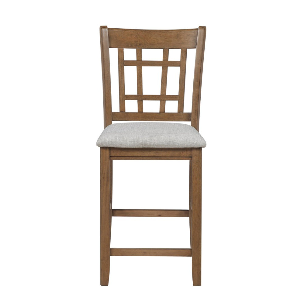 English Elm Brown Wood Counter Height Dining Chair Set Padded Beige Fabric Seat Kitchen Island B011P538947