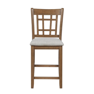 English Elm Brown Wood Counter Height Dining Chair Set Padded Beige Fabric Seat Kitchen Island B011P538947
