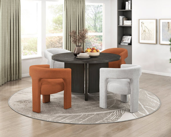 English Elm Contemporary Round Ebony Wood Grain Dining Table Seats Four for Modern Kitchens B011P539552