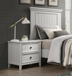 English Elm Classic Farmhouse Nightstand with Two Dovetail Drawers Shiplap Detail Off-white Finish B011P540426
