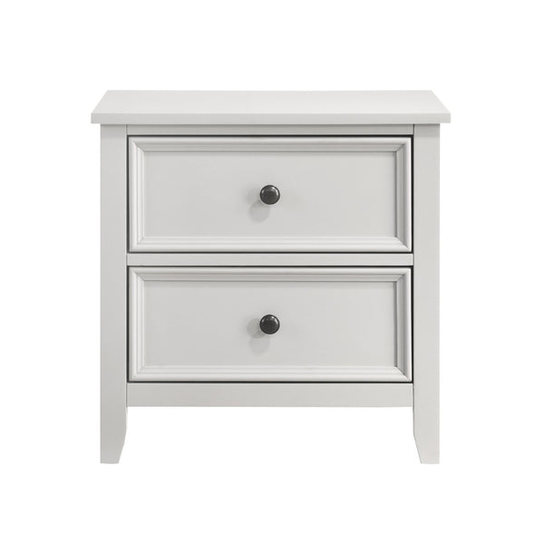 English Elm Classic Farmhouse Nightstand with Two Dovetail Drawers Shiplap Detail Off-white Finish B011P540426