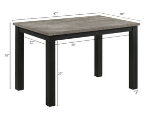 English Elm 1pc Faux Concrete Rectangular Dining Table Wooden Base Urban Loft Modern Style B011P540427
