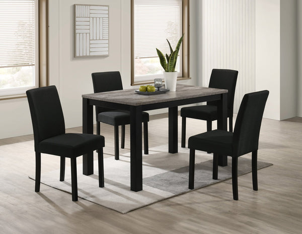 English Elm 1pc Faux Concrete Rectangular Dining Table Wooden Base Urban Loft Modern Style B011P540427