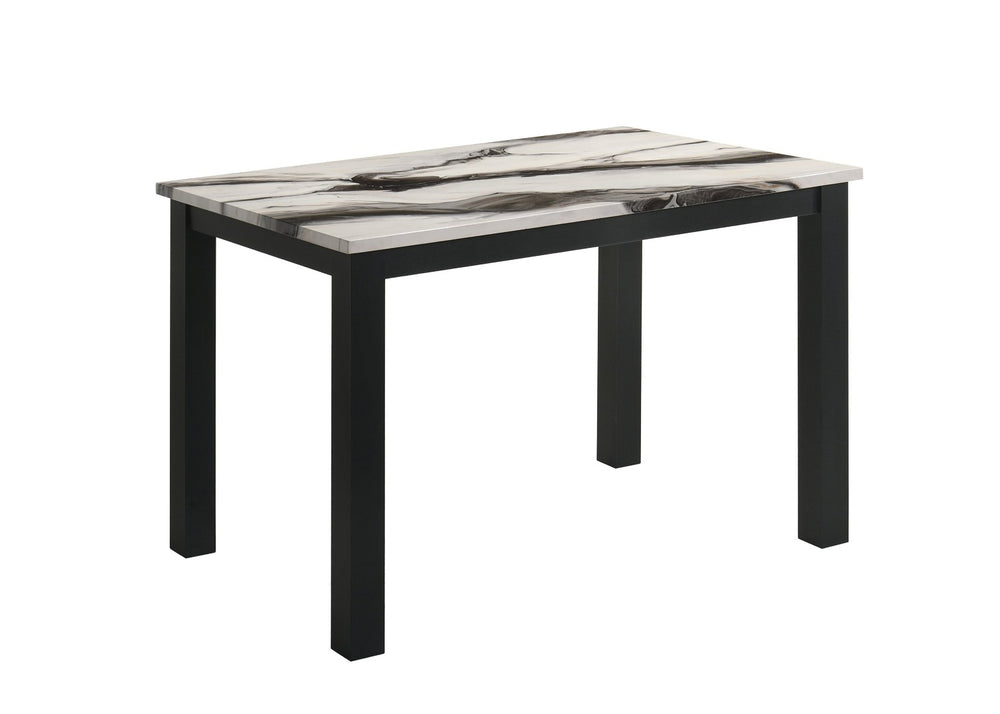 English Elm 1pc Faux Marble Rectangular Dining Table Charcoal Base Modern Apartment Kitchen B011P540428