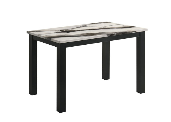 English Elm 1pc Faux Marble Rectangular Dining Table Charcoal Base Modern Apartment Kitchen B011P540428