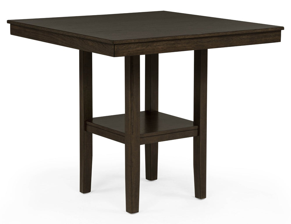 English Elm Rustic Farmhouse Counter Height Square Table Set with Ladder Back Upholstered Chairs Brown B011P540436