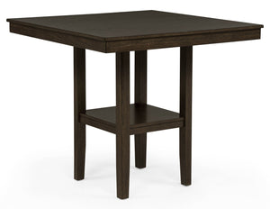 English Elm Rustic Farmhouse Counter Height Square Table Set with Ladder Back Upholstered Chairs Brown B011P540436